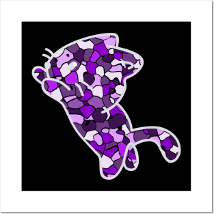 Cat Jewel Art - Stay Pawsitive (purple) Posters and Art